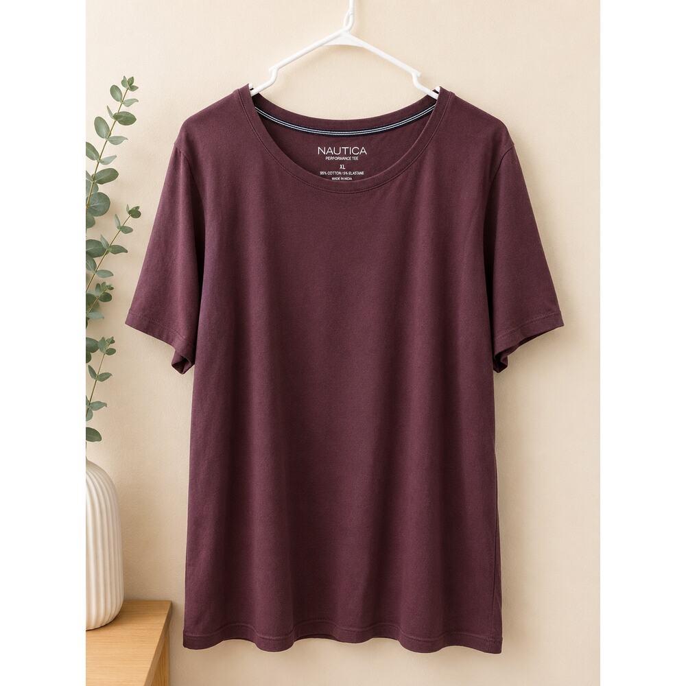 Nautica Performance Tee Burgundy Short Sleeve XL